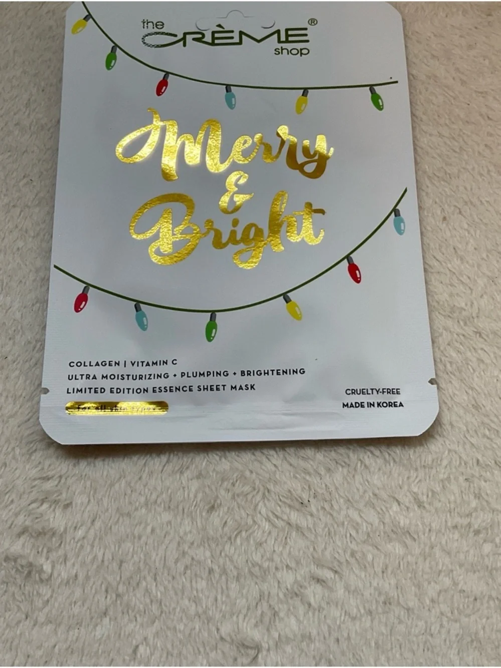 The Crème Shop Merry & Bright Gold Accent Holiday Throw - Cream